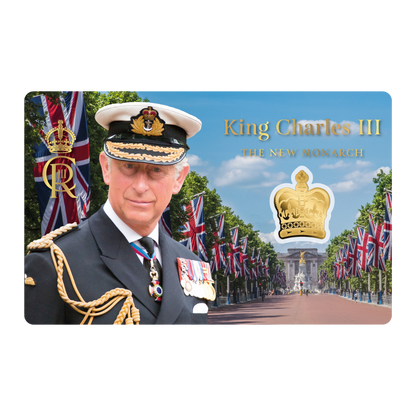 King Charles III Crown Coin Card - Gold Gift