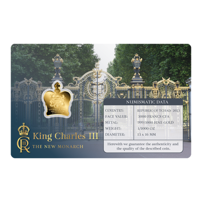 King Charles III Crown Coin Card 999/1000 1/1000oz - Gold Gift