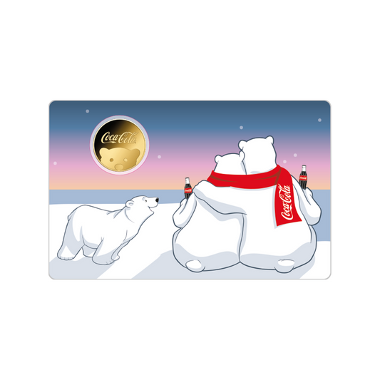 Coca Cola Polar Bear Coin Card 999/1000 1/1000oz - Gold Gift