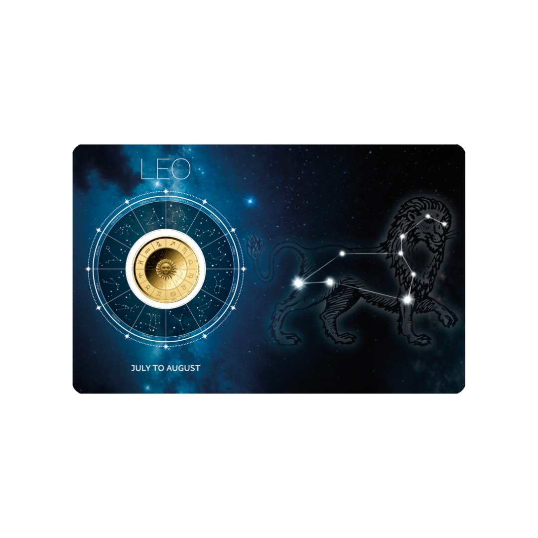 Zodiac Leo Coin Card 999/1000 1/1000oz - Gold Gift