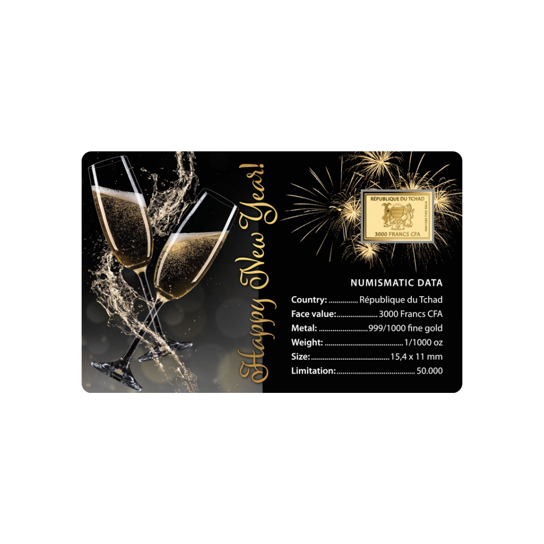 Happy New Year Coin Card - Gold Gift