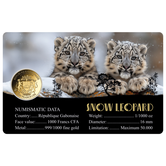 Snow Leopard Coin Card - Gold Gift