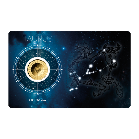 Zodiac Taurus Coin Card 999/1000 1/1000oz - Gold Gift Preowned