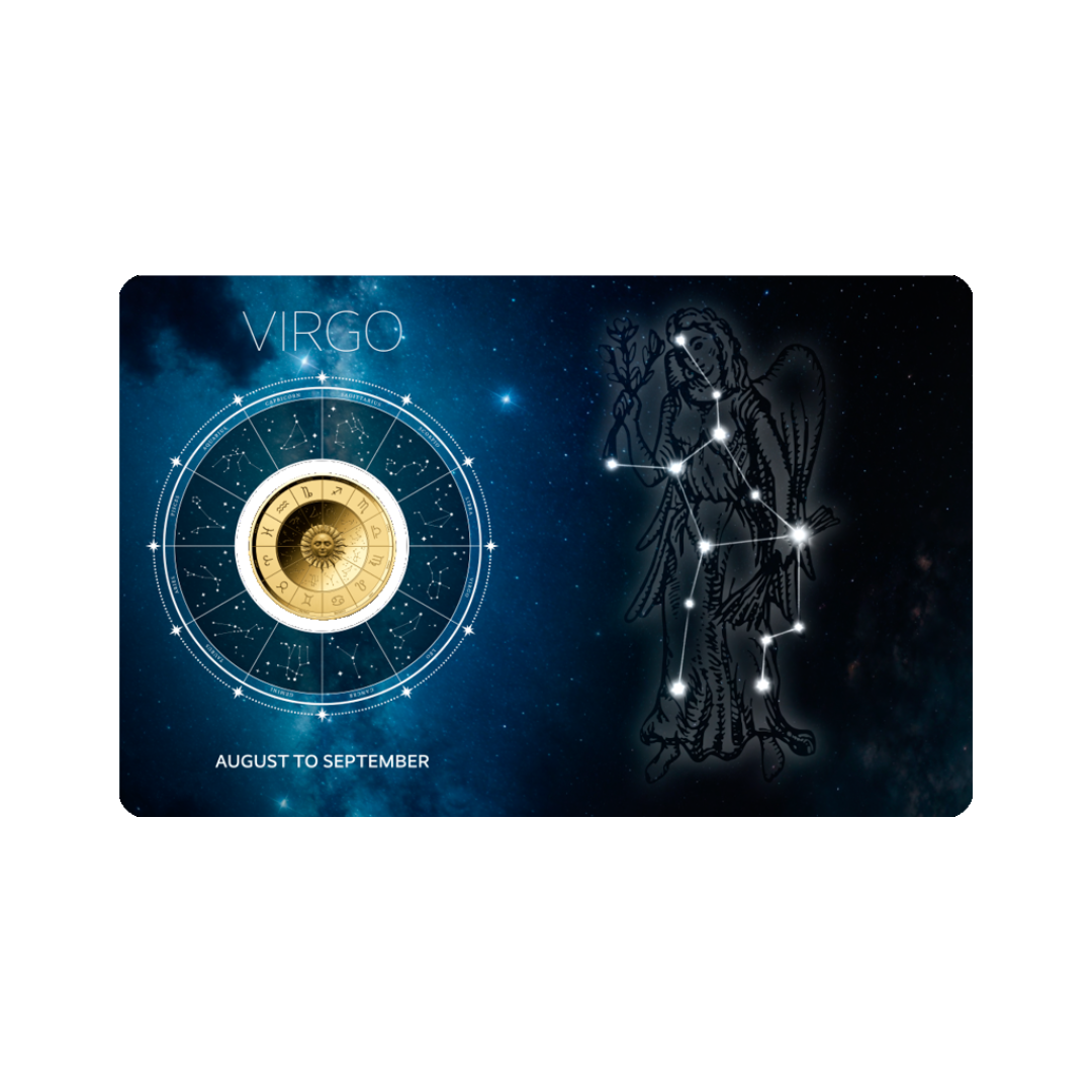 Zodiac Virgo Coin Card 999/1000 1/1000oz - Gold Gift Preowned