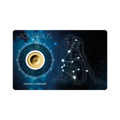 Zodiac Aquarius Coin Card 999/1000 1/1000oz - Gold Gift