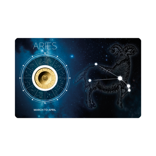 Zodiac Aries Coin Card 999/1000 1/1000oz - Gold Gift