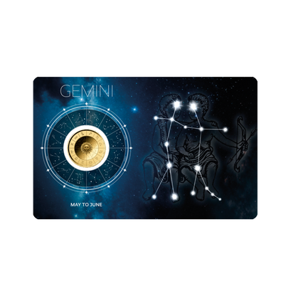 Zodiac Gemini Coin Card 999/1000 1/1000oz - Gold Gift