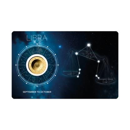 Zodiac Libra Coin Card 999/1000 1/1000oz - Gold Gift