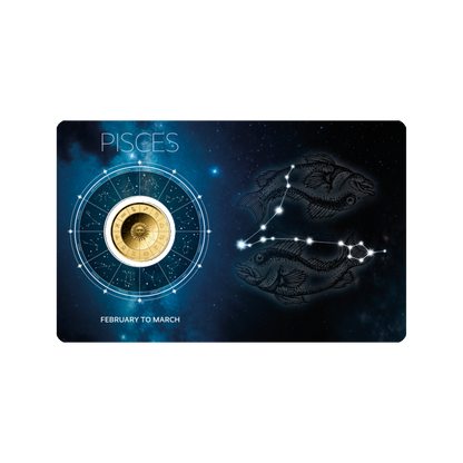 Zodiac Pisces Coin Card 999/1000 1/1000oz - Gold Gift