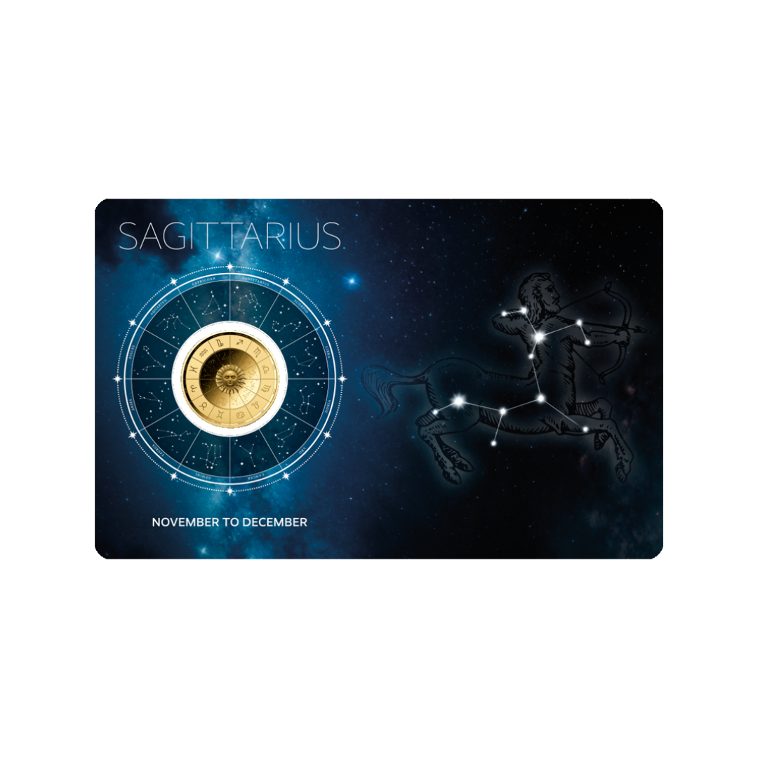 Zodiac Sagittarius Coin Card 999/1000 1/1000oz - Gold Gift Preowned