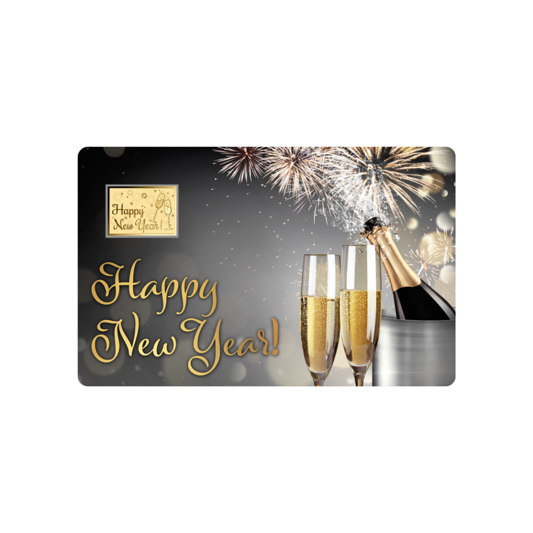 Happy New Year Coin Card - Gold Gift