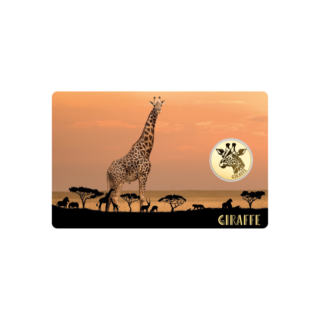 African Giraffe Coin Card - Gold Gift