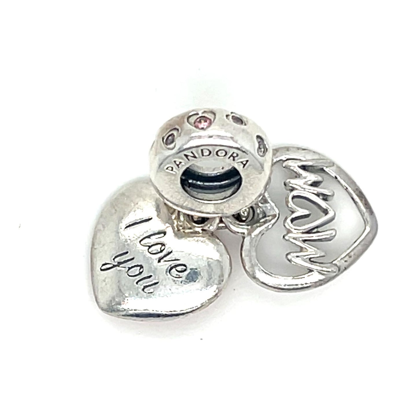 Pandora Double Heart Split Dangle Charm Preowned