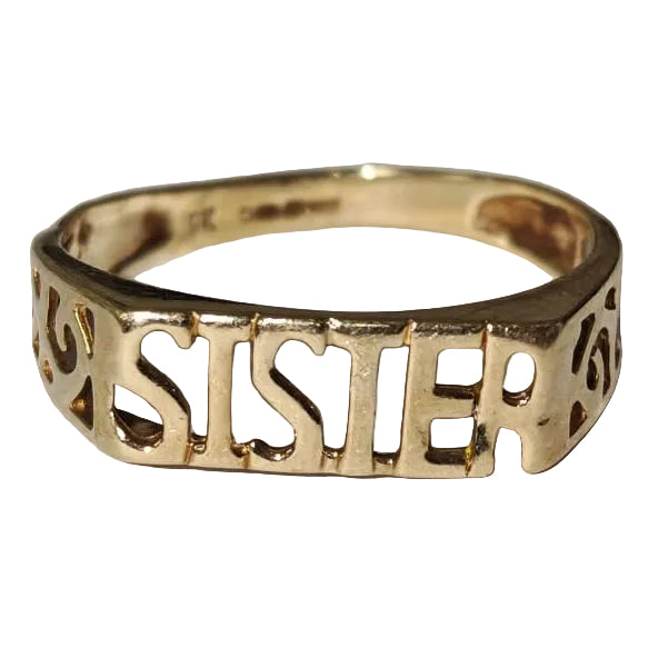 9ct Gold Sister Ring Size O Approx 1.5g Preowned