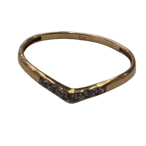 9ct Gold Wishbone Ring Size Q Approx 0.7g Preowned