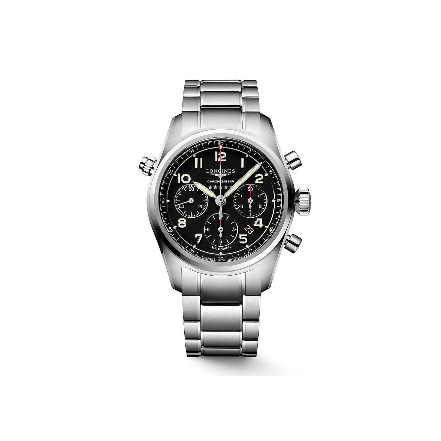 Longines Spirit 42mm Automatic Chronometer Watch L3.820.4.53.6 Stainless Steel Black Dial Grade B Preowned