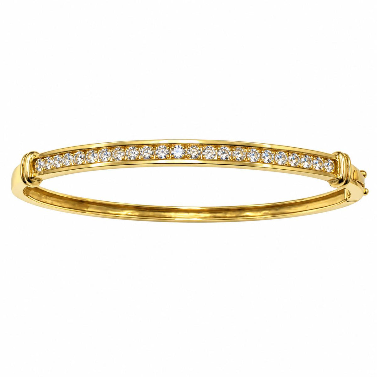 9ct Gold Hinged Bracelet Row Of Channel Set Brilliant Stones 11.4g Approx Preowned