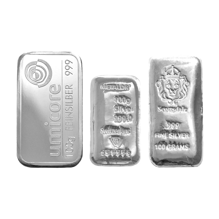 Best Value 100g Silver (Mixed Brands) Bullion Bar Preowned
