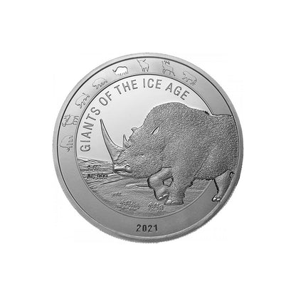 2021 Woolly Rhinoceros Giants Of The Ice Age 1oz Fine Silver