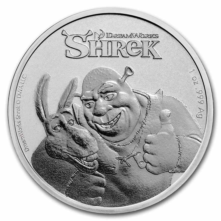 2021 Shrek 20th Anniversary Dreamworks 1oz Fine Silver