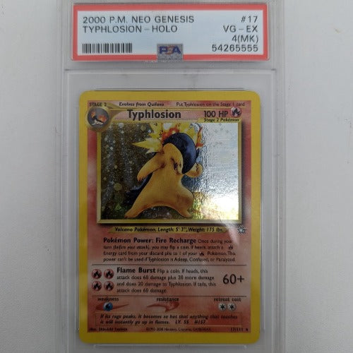 Typhlosion - 17/111 Holo Rare Holo - Unlimited Neo Genesis PSA4