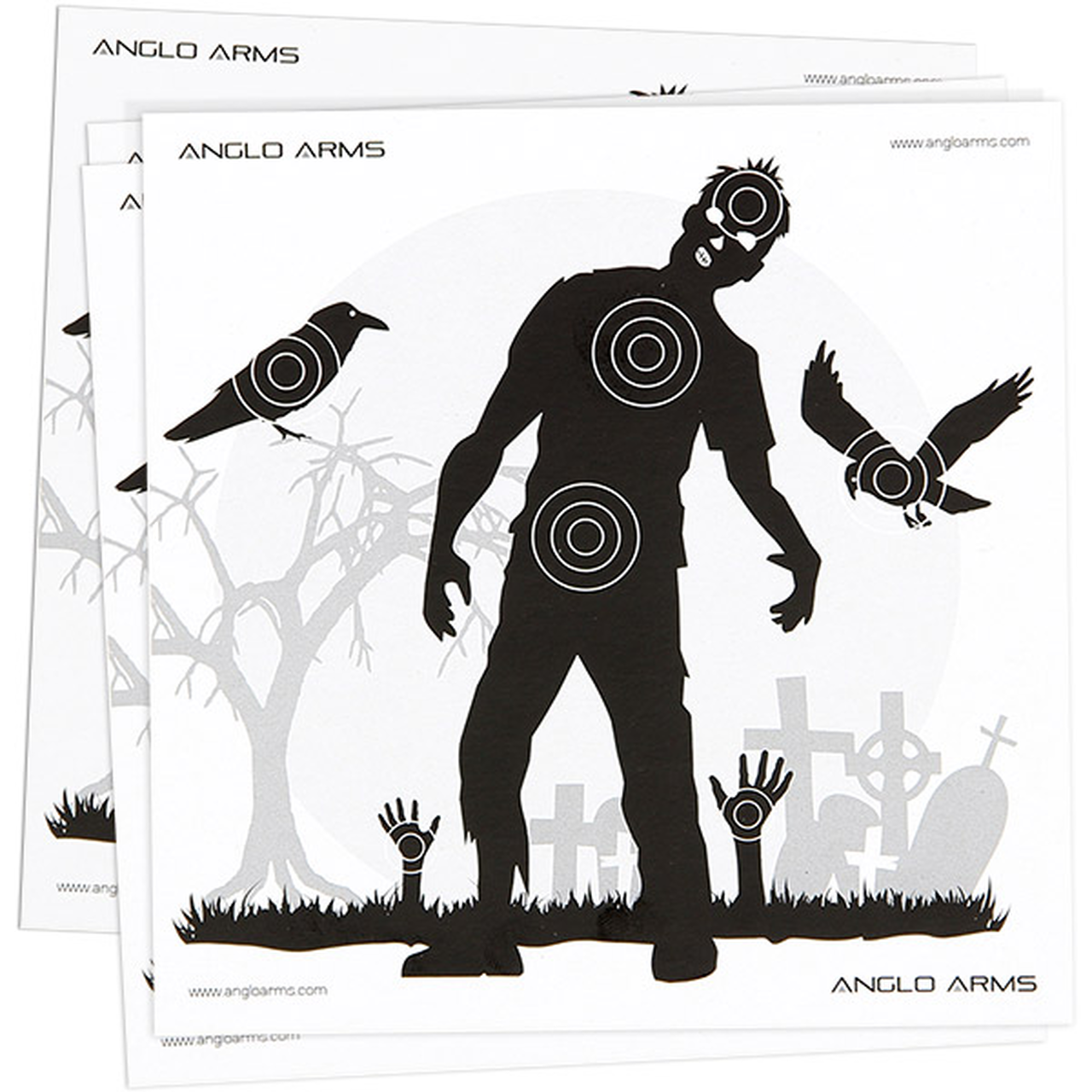 PACK OF 50 ANGLO ARMS PAPER TARGETS - ZOMBIE VERSI